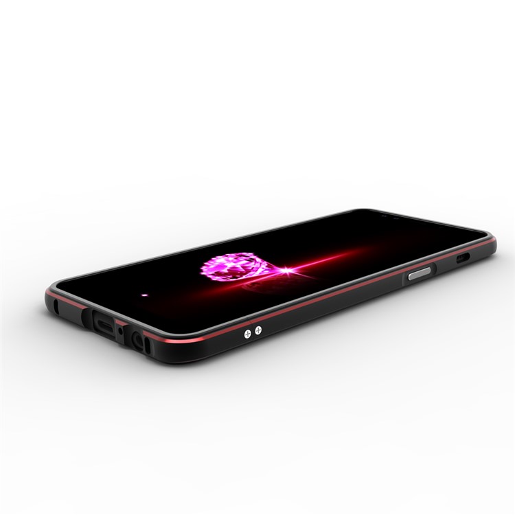 Screw Lock Plated Aluminium Alloy Bumper for Samsung Galaxy A8+ (2018) - Black / Red-3