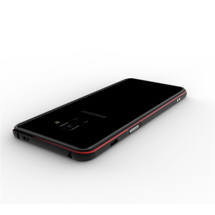 Screw Lock Plated Aluminium Alloy Bumper for Samsung Galaxy A8+ (2018) - Black / Red-4