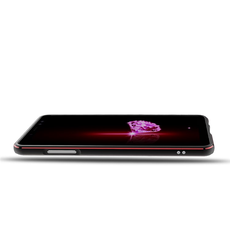 Screw Lock Plated Aluminium Alloy Bumper for Samsung Galaxy A8+ (2018) - Black / Red-5