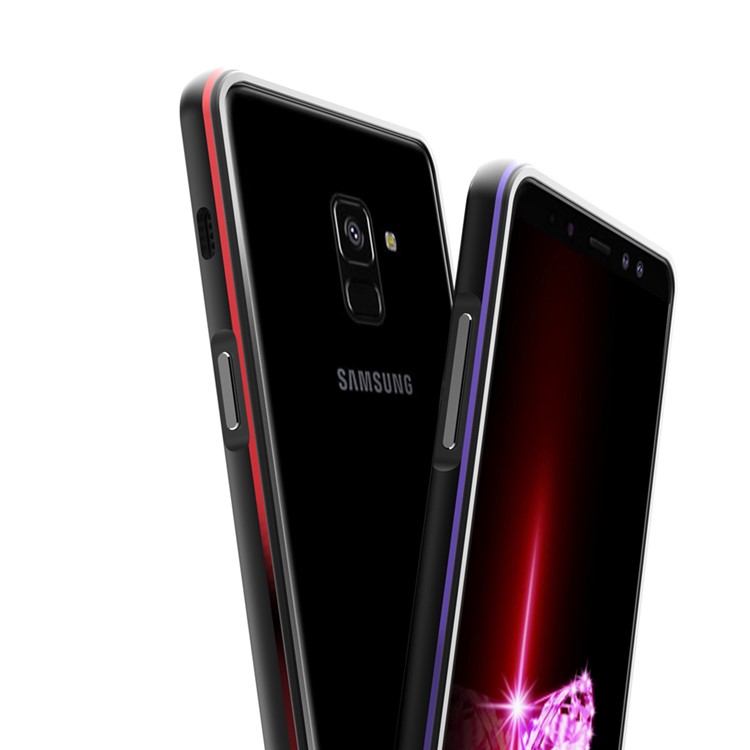 Screw Lock Plated Aluminium Alloy Bumper for Samsung Galaxy A8+ (2018) - Black / Red-8