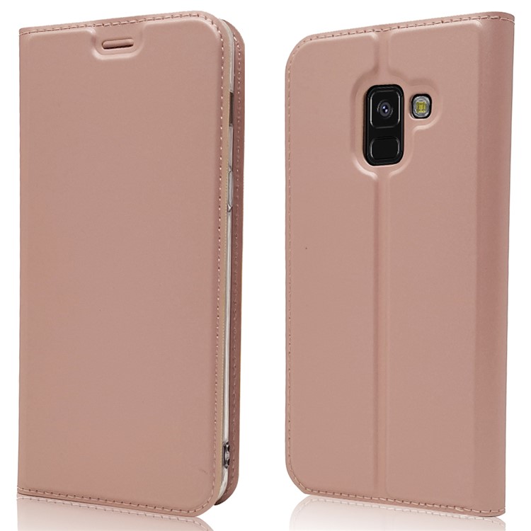 Couverture de Support de Carte en Cuir Magnétique Pour Samsung Galaxy A8 (2018) - or Rose-2