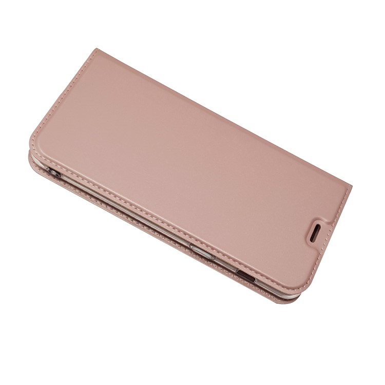 Couverture de Support de Carte en Cuir Magnétique Pour Samsung Galaxy A8 (2018) - or Rose-3