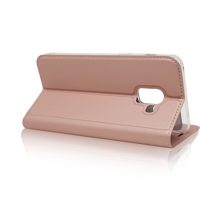 Couverture de Support de Carte en Cuir Magnétique Pour Samsung Galaxy A8 (2018) - or Rose-6