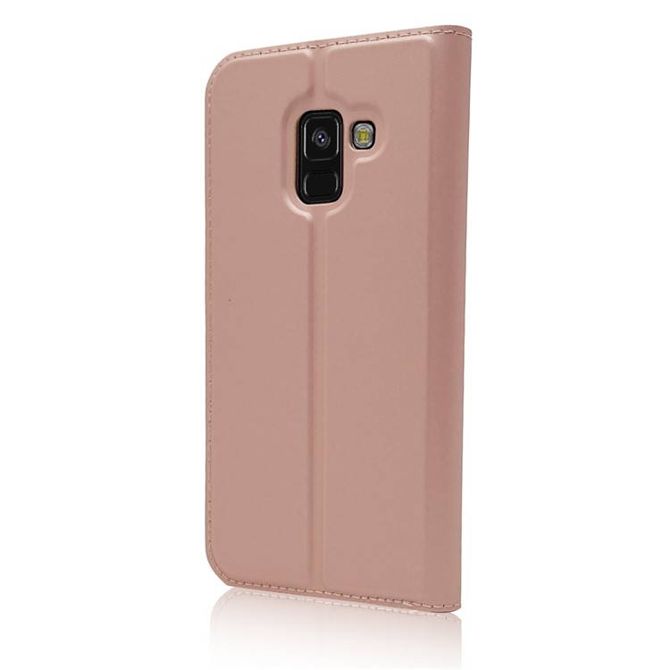 Magnetic Adsorption Leather Card Holder Cover for Samsung Galaxy A8 (2018) - Rose Gold-8