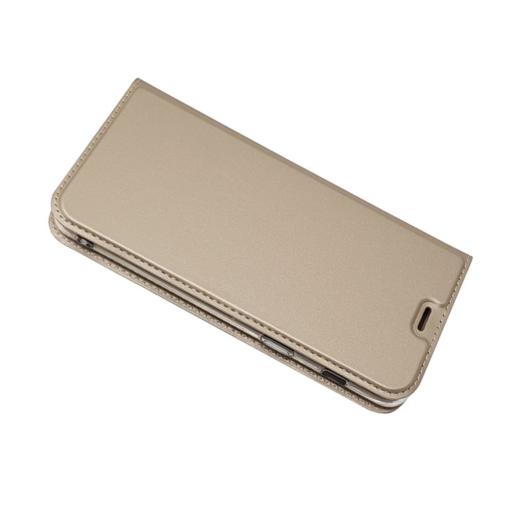 Magnetic Adsorption Leather Stand Case with Card Slot for Samsung Galaxy A8 (2018) - Gold-3