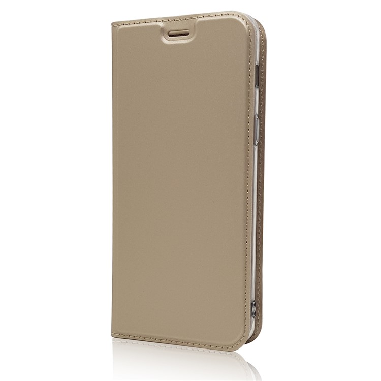 Magnetic Adsorption Leather Stand Case with Card Slot for Samsung Galaxy A8 (2018) - Gold-8