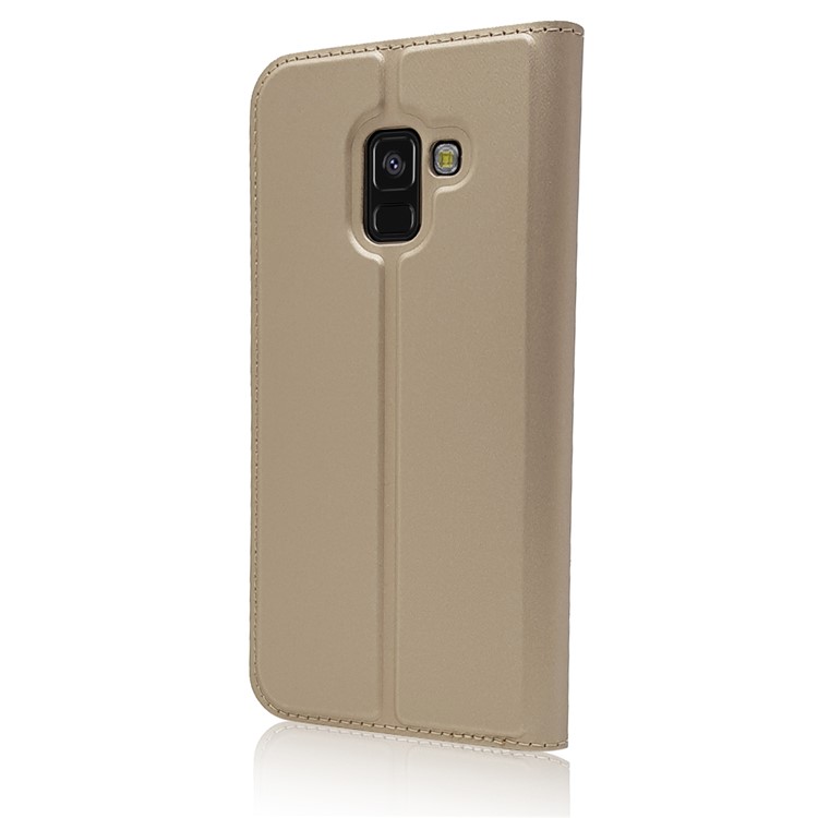 Magnetic Adsorption Leather Stand Case with Card Slot for Samsung Galaxy A8 (2018) - Gold-9