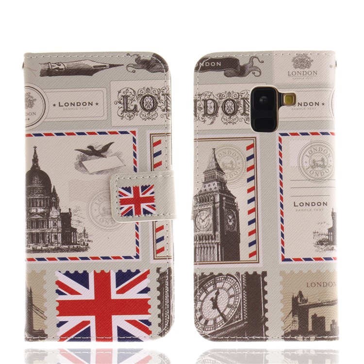 Pattern Printing Wallet Stand Leather Case for Samsung Galaxy A8 (2018) - London Elements-3