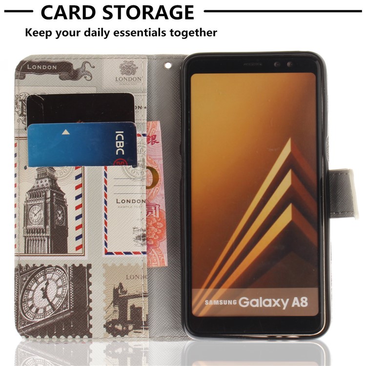 Pattern Printing Wallet Stand Leather Case for Samsung Galaxy A8 (2018) - London Elements-7