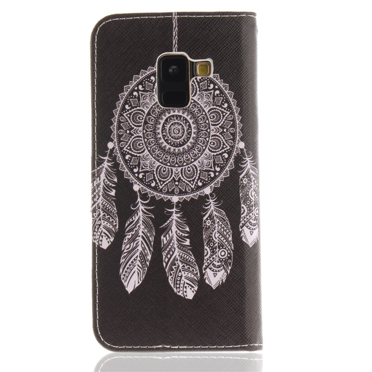 Pattern Printing Wallet Stand Leather Mobile Case for Samsung Galaxy A8 (2018) - Tribal Dream Catcher-2