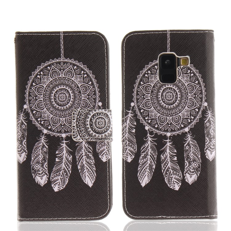 Pattern Printing Wallet Stand Leather Mobile Case for Samsung Galaxy A8 (2018) - Tribal Dream Catcher-3