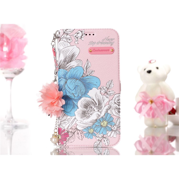 Flower Pattern Leather Stand Case for Samsung Galaxy J7 Pro (2017) / J7 (2017) EU Version - Style A-7