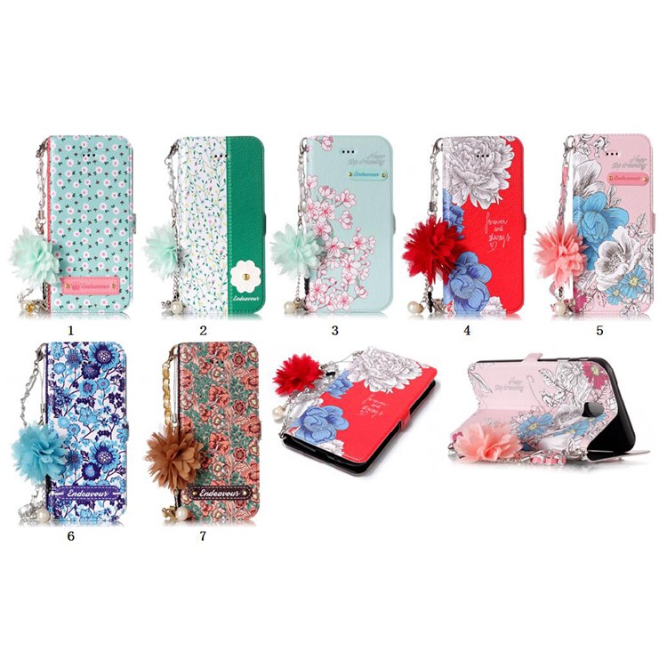 Flower Pattern Leather Stand Case for Samsung Galaxy J7 Pro (2017) / J7 (2017) EU Version - Style A-9
