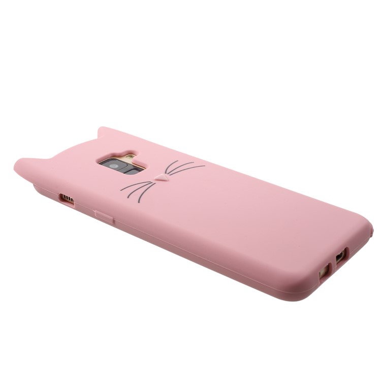 3D Mustache Cat Silicone Mobile Cover for Samsung Galaxy A8 (2018) - Pink-5