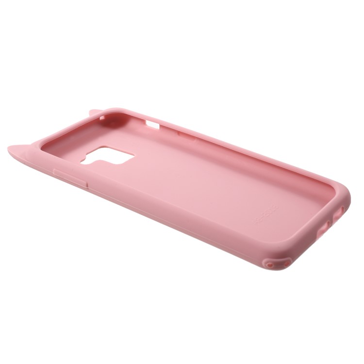 3D Mustache Cat Silicone Mobile Cover for Samsung Galaxy A8 (2018) - Pink-7