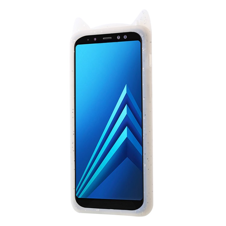 3D Mustache Cat Silicone Back Case for Samsung Galaxy A8 (2018) - White-3