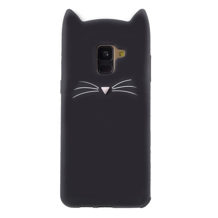 3D Mustache Cat Silicone Phone Casing for Samsung Galaxy A8 (2018) - Black-2