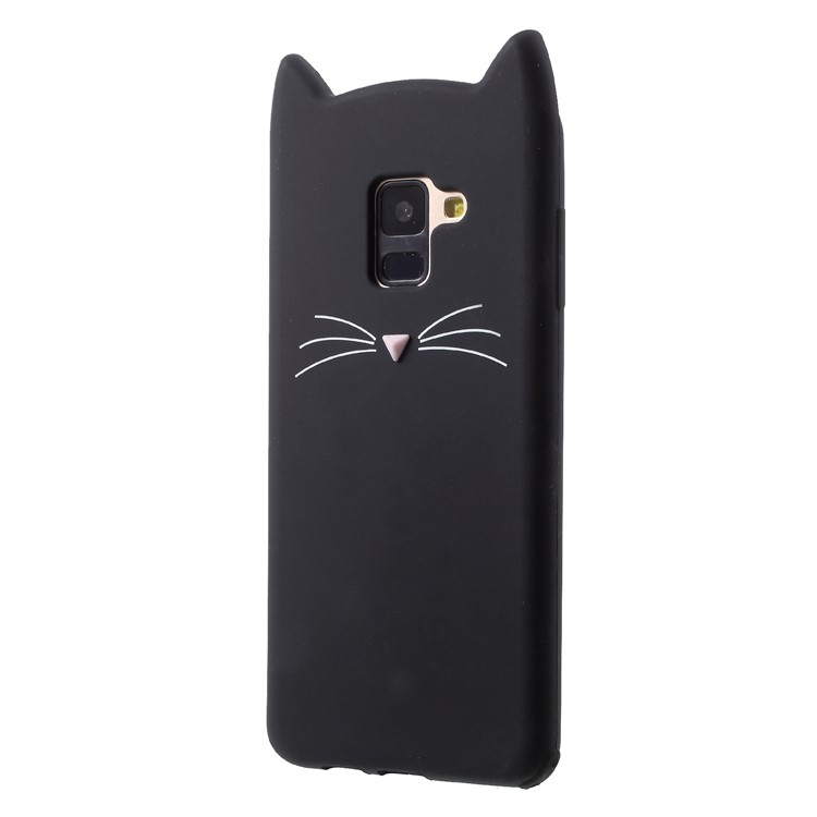 3D Mustache Cat Silicone Phone Casing for Samsung Galaxy A8 (2018) - Black-4