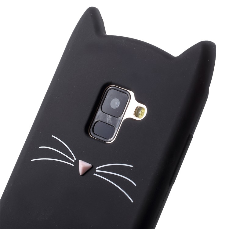 3D Mustache Cat Silicone Phone Casing for Samsung Galaxy A8 (2018) - Black-6