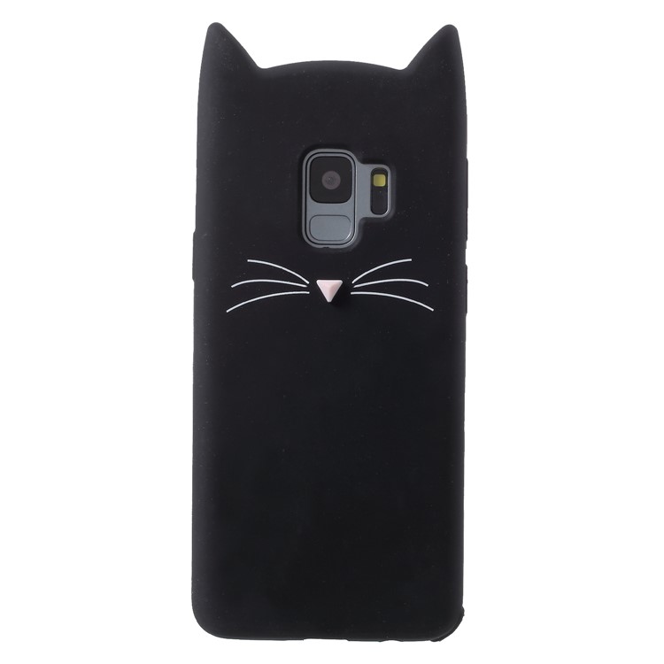 3D-Schnurrbart Katze Silikon Schutzhülle Für Samsung Galaxy S9 SM-G960 - Schwarz-2
