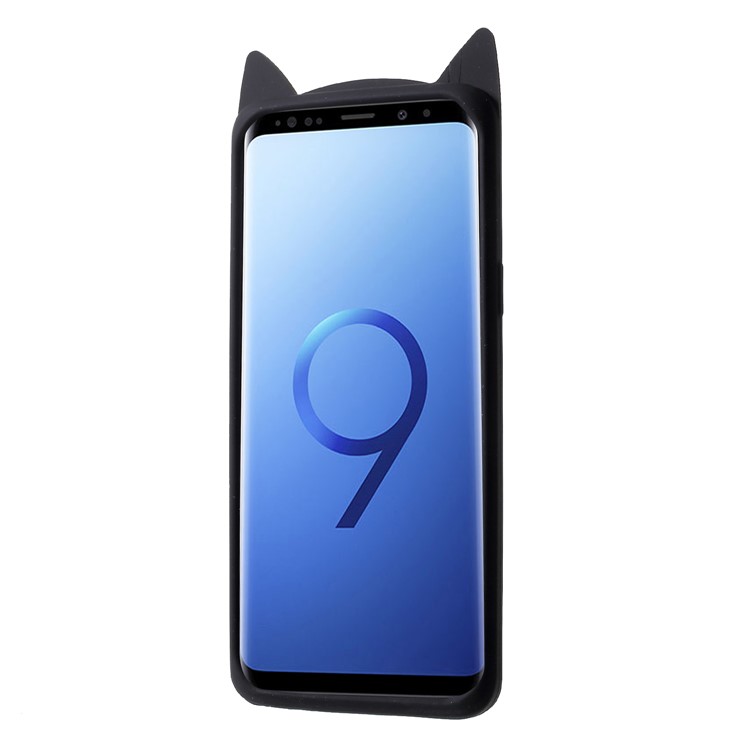 3D-Schnurrbart Katze Silikon Schutzhülle Für Samsung Galaxy S9 SM-G960 - Schwarz-3