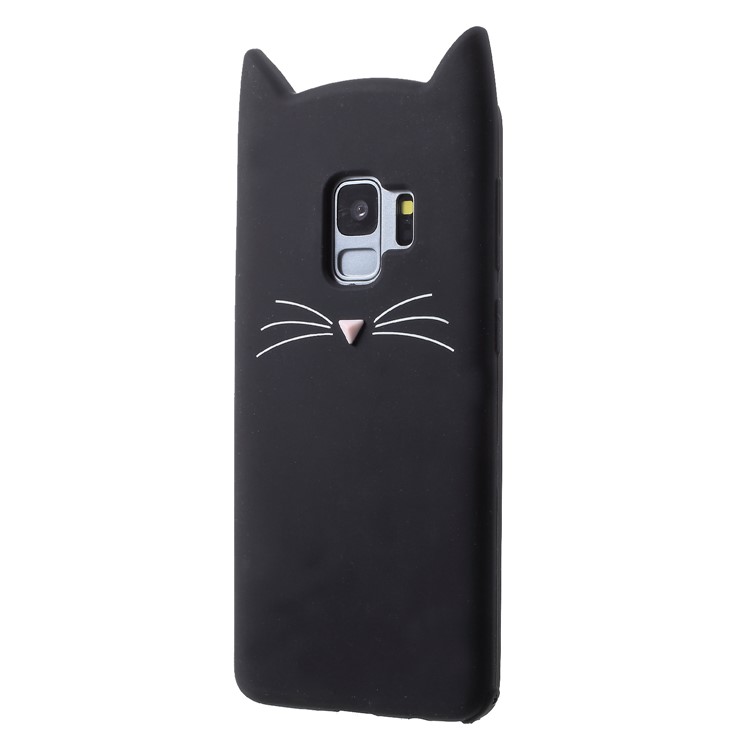 3D-Schnurrbart Katze Silikon Schutzhülle Für Samsung Galaxy S9 SM-G960 - Schwarz-4