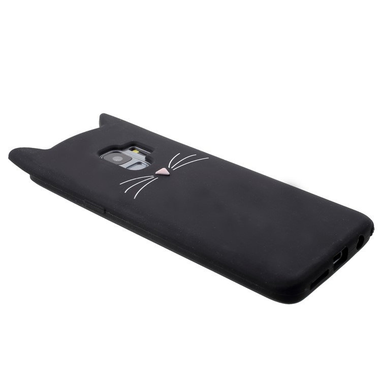 3D-Schnurrbart Katze Silikon Schutzhülle Für Samsung Galaxy S9 SM-G960 - Schwarz-5