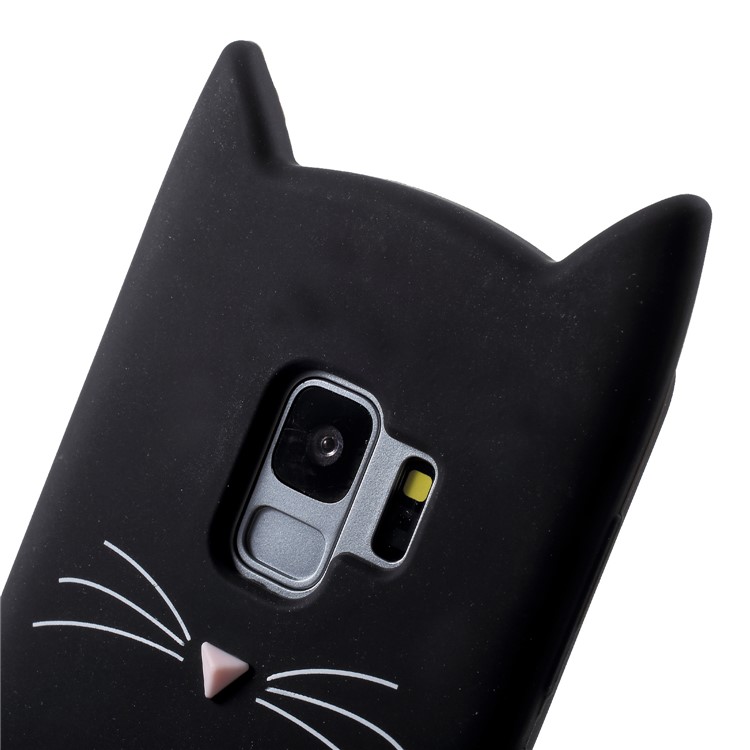 3D-Schnurrbart Katze Silikon Schutzhülle Für Samsung Galaxy S9 SM-G960 - Schwarz-6