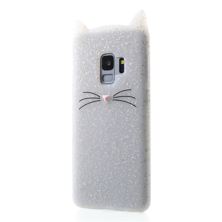 3D Mustache Cat Silicone Back Case for Samsung Galaxy S9 SM-G960 - White-4