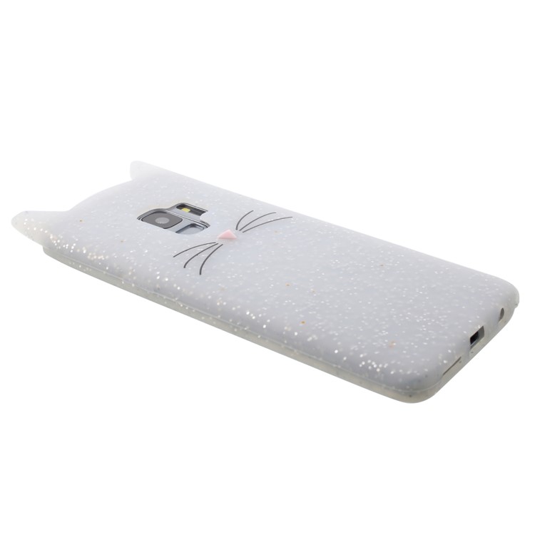 3D Mustache Cat Silicone Back Case for Samsung Galaxy S9 SM-G960 - White-5