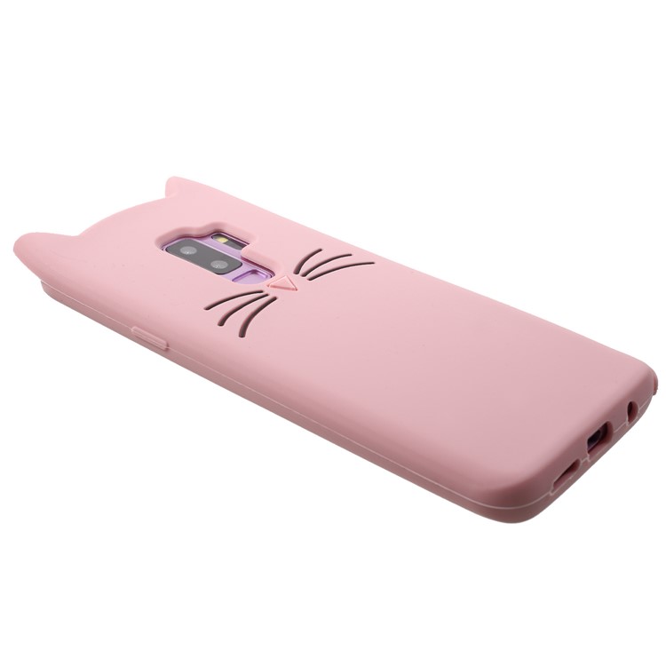 3D Mustache Cat Silicone Case Cover for Samsung Galaxy S9 Plus SM-G965 - Pink-5
