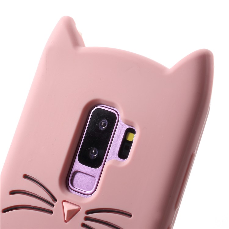 3D Mustache Cat Silicone Case Cover for Samsung Galaxy S9 Plus SM-G965 - Pink-6