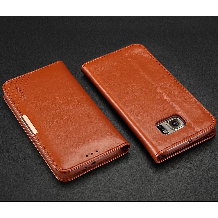 KLD Royal II Series Genuine Leather Stand Cover for Samsung Galaxy S7 - Brown-2
