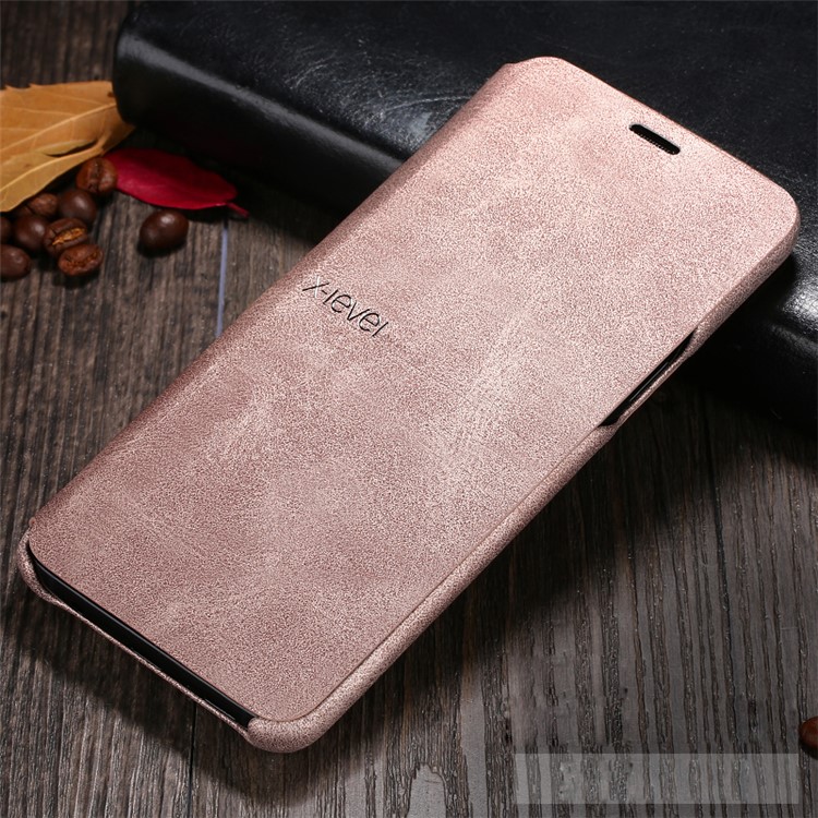 

X-LEVEL for Samsung Galaxy S9 Plus SM-G965 Leather Stand Phone Cover- Rose Gold