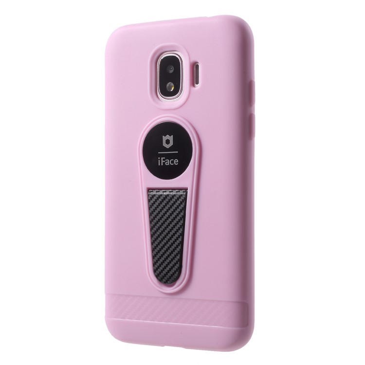 IFACE MALL Microphone Design TPU Kickstand Shell for Samsung Galaxy J2 Pro 2018 (Built-in Magnetic Holder Metal Sheet) - Pink-3