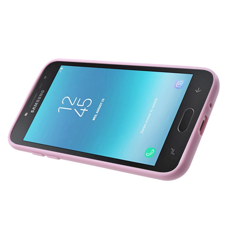 IFACE MALL Microphone Design TPU Kickstand Shell for Samsung Galaxy J2 Pro 2018 (Built-in Magnetic Holder Metal Sheet) - Pink-4