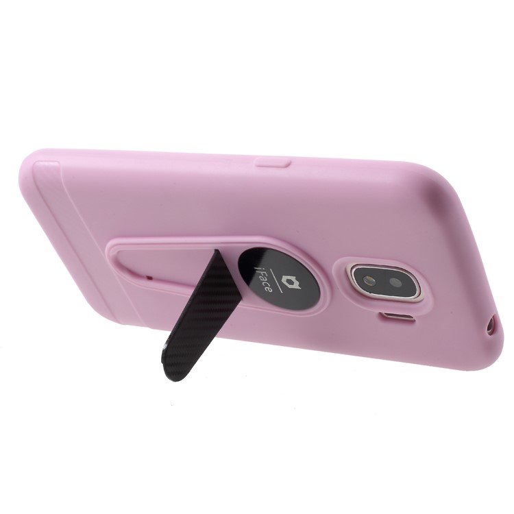 IFACE MALL Microphone Design TPU Kickstand Shell for Samsung Galaxy J2 Pro 2018 (Built-in Magnetic Holder Metal Sheet) - Pink-5