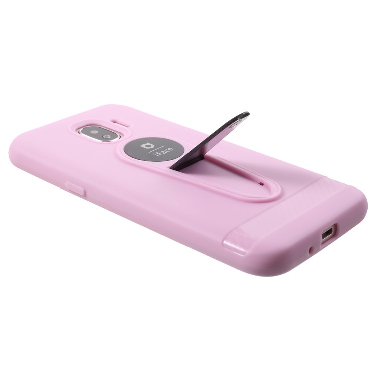 IFACE MALL Microphone Design TPU Kickstand Shell for Samsung Galaxy J2 Pro 2018 (Built-in Magnetic Holder Metal Sheet) - Pink-6