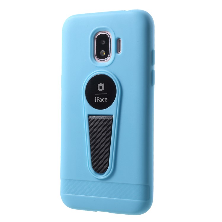 IFACE MALL Microphone Design TPU Kickstand Phone Casing for Samsung Galaxy J2 Pro 2018 (Built-in Magnetic Holder Metal Sheet) - Baby Blue-3