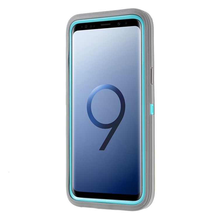 3-piece Shockproof Drop-proof Dust-proof PC Silicone Phone Shell for Samsung Galaxy S9 G960 - Grey / Blue-2
