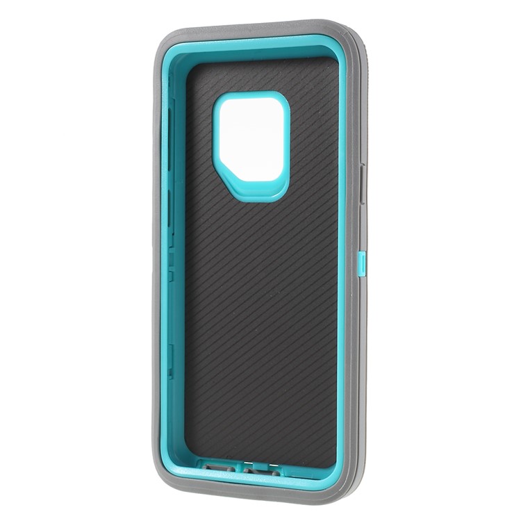 3-piece Shockproof Drop-proof Dust-proof PC Silicone Phone Shell for Samsung Galaxy S9 G960 - Grey / Blue-4