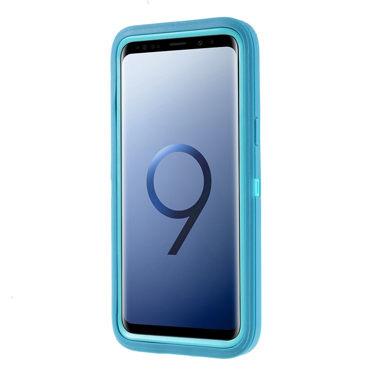 3-piece Shockproof Drop-proof Dust-proof PC Silicone Protector Case for Samsung Galaxy S9 G960 - Blue-3