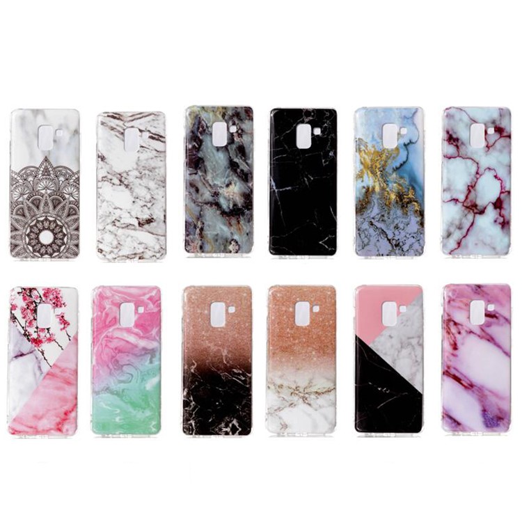 IMD Patterned TPU Back Case for Samsung Galaxy A8 (2018) - Black Marble-5