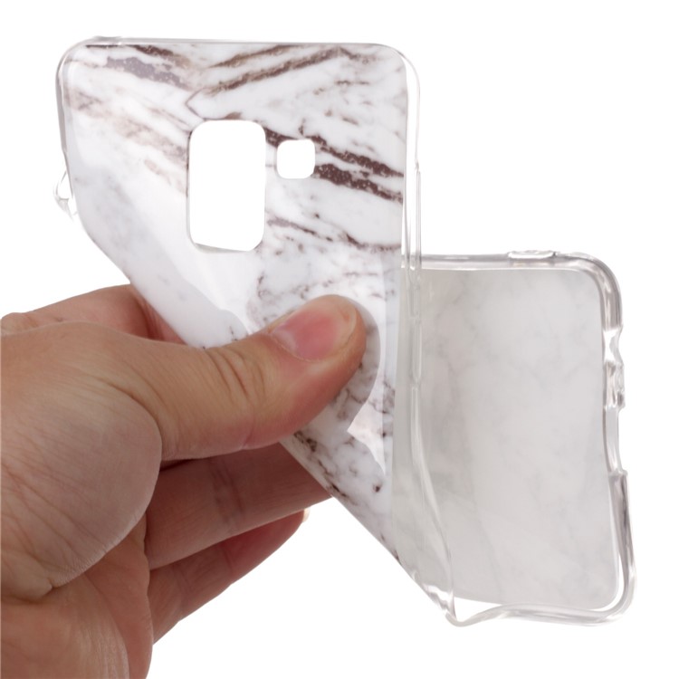 IMD Patterned TPU Cell Phone Cover for Samsung Galaxy A8 (2018) - Grey Marble-4
