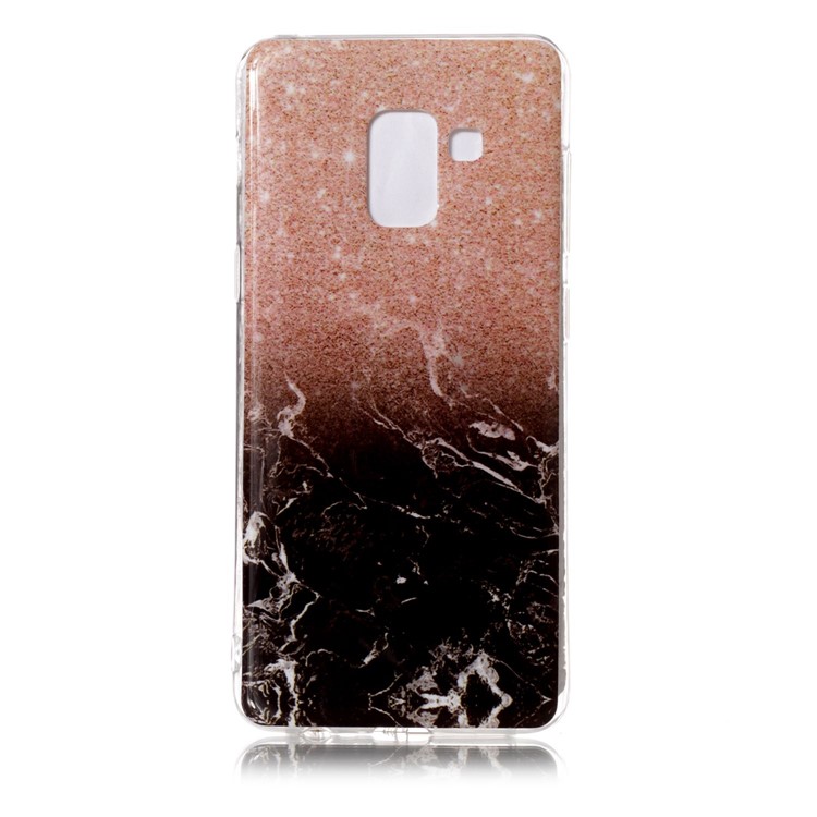 IMD Patterned TPU Protection Phone Case for Samsung Galaxy A8 (2018) - Black Marble and Glittery Powder-1