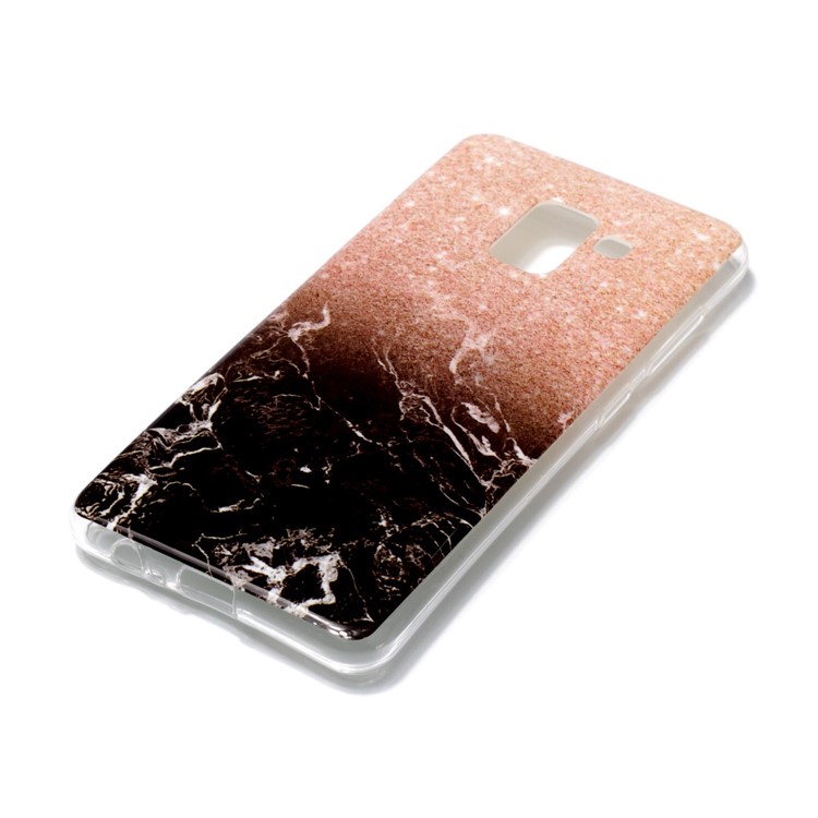 IMD Patterned TPU Protection Phone Case for Samsung Galaxy A8 (2018) - Black Marble and Glittery Powder-2