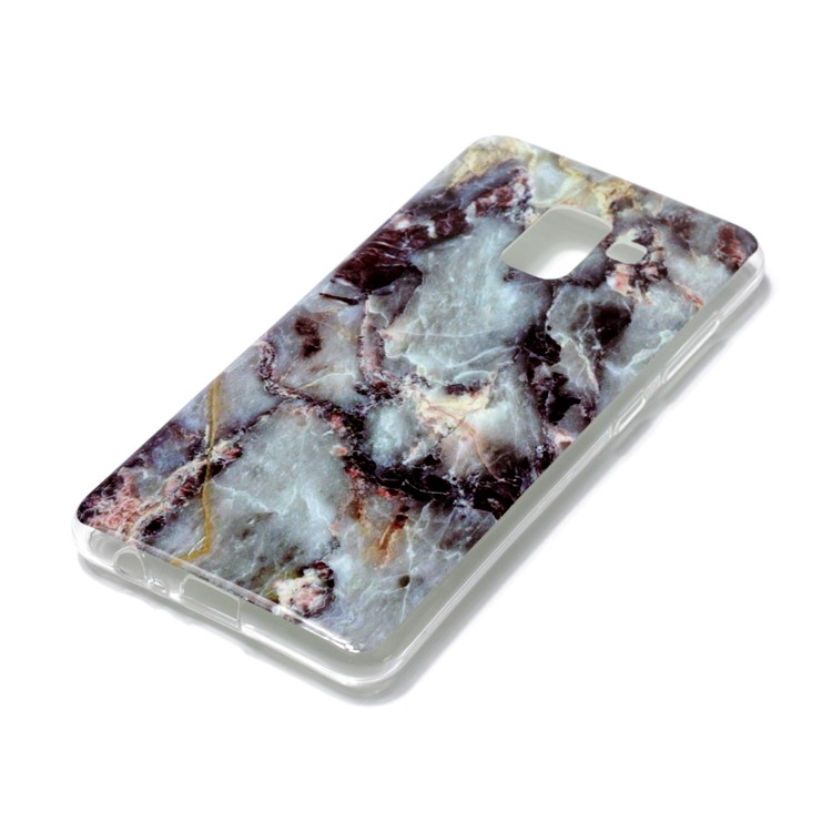 Custodia Mobile TPU Con Motivo IMD Per Samsung Galaxy A8 (2018) - Marmo Grigio Scuro / Nero-2