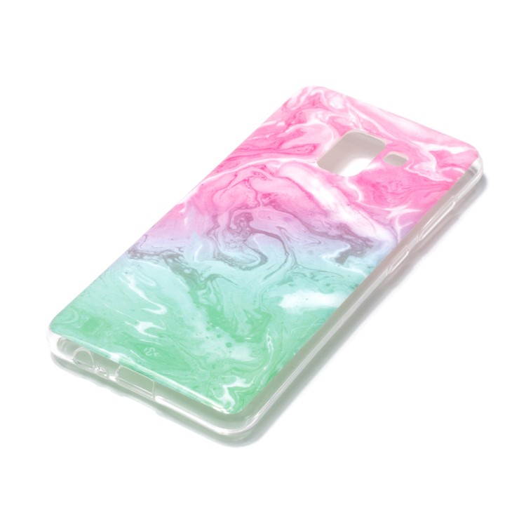 IMD Patterned TPU Phone Case Accessory for Samsung Galaxy A8 (2018) - Green/Rose Lava-2