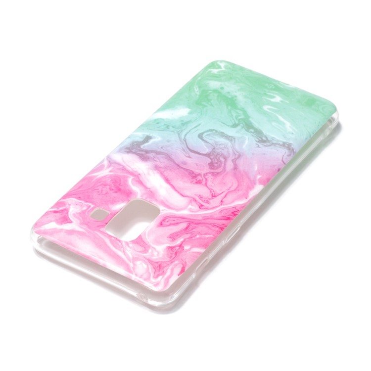 IMD Patterned TPU Phone Case Accessory for Samsung Galaxy A8 (2018) - Green/Rose Lava-3