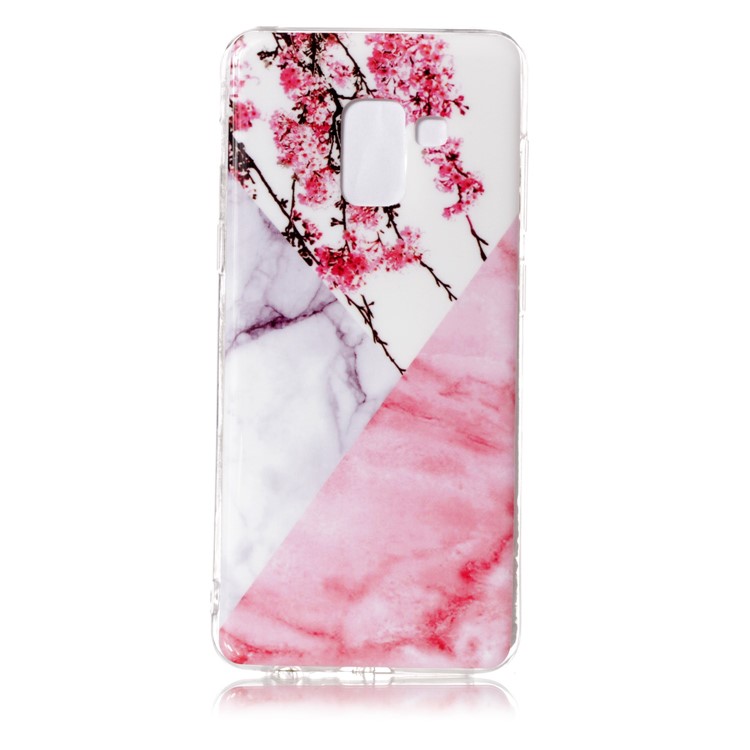 IMD Patterned TPU Protective Phone Casing for Samsung Galaxy A8 (2018) - White/Pink Marble and Flowers-1